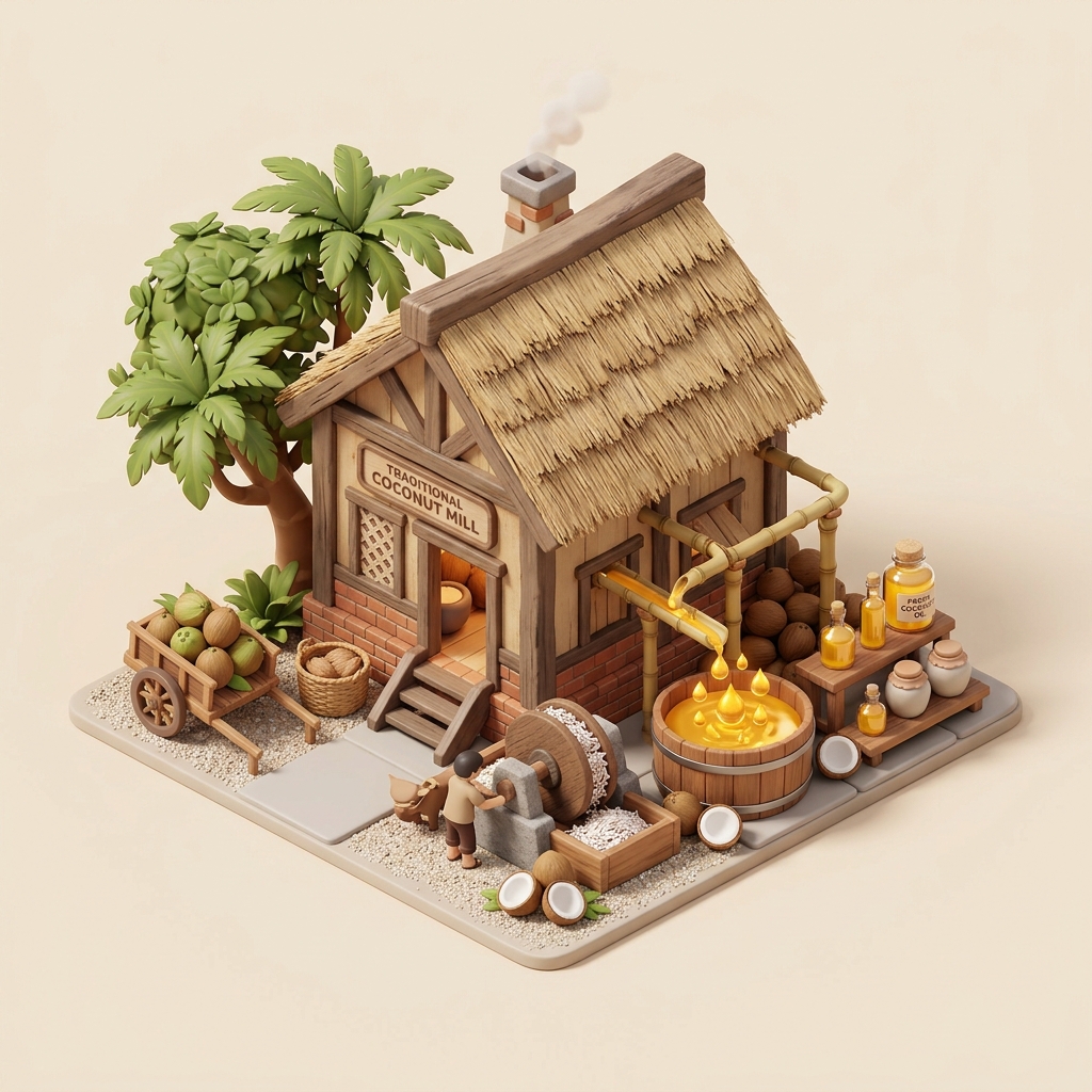 Traditional oil processing mill facility